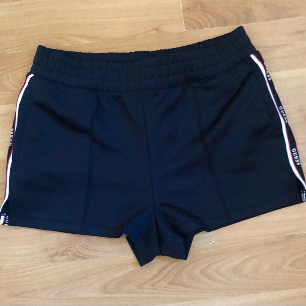 NWT Guess Women's Black Athletic Shorts with Side Stripe